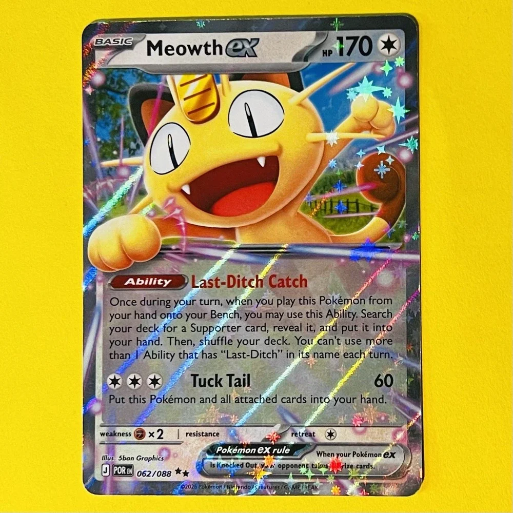 Meowth ex 062/088 Double Rare Holo Pokémon TCG Phantasmal Flames 2025